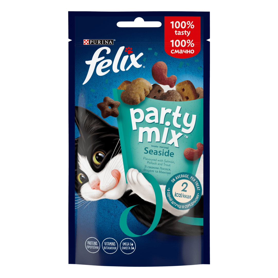 FELIX® PARTY MIX® з лососем, фореллю та минтаєм Purina