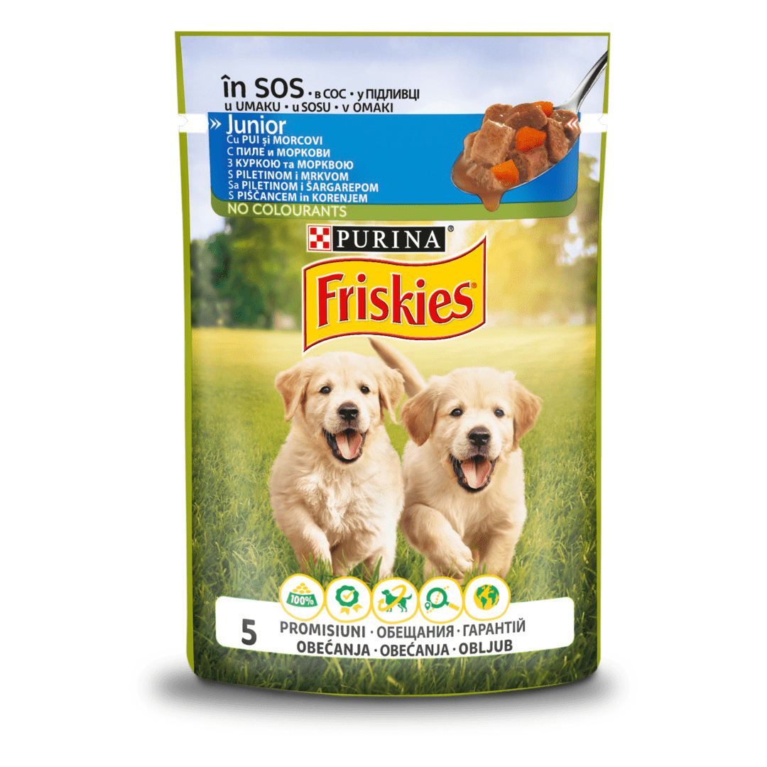 Friskies® Junior. Вологий корм для цуценят з куркою і морквою | Purina