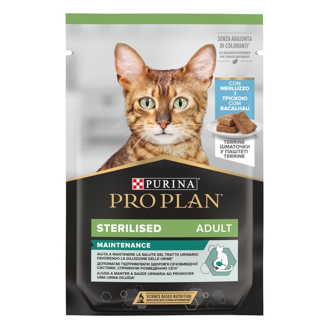 PRO PLAN® STERILISED. Вологий корм для котів з тріскою | Purina UA