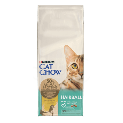CAT CHOW® Сухий повнораціонний корм для дорослих котів, проти утворення волосяних кульок у травному тракті, з куркою.