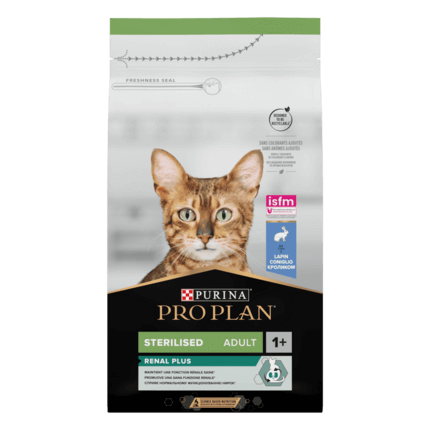 PRO PLAN® RENAL PLUS (РЕНАЛ ПЛЮС). Сухий повнораціонний корм для  дорослих стерилізованих котів, з кроликом.