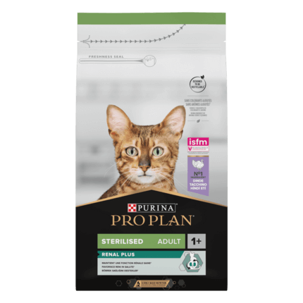 PRO PLAN® RENAL PLUS (РЕНАЛ ПЛЮС). Сухий повнораціонний корм для дорослих стерилізованих котів, з індичкою.