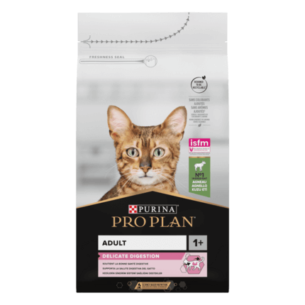 PRO PLAN®. Сухий повнораціонний корм для дорослих котів з чутливим травленням чи вибагливих до їжі, з ягням.