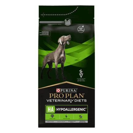 PRO PLAN® HA HYPOALLERGENIC. Ветеринарна дієта для собак для зниження ознак інгредієнтної непереносимості.