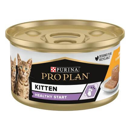 PRO PLAN® KITTEN  HEALTHY START (КІТЕН ЗДОРОВИЙ СТАРТ). Консервований порційний повнораціонний корм для кошенят. Мус з куркою
