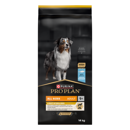 PURINA® PRO PLAN®. Сухий повнораціонний корм для дорослих собак усіх розмірів з надмірною масою тіла та/або стерилізованих.