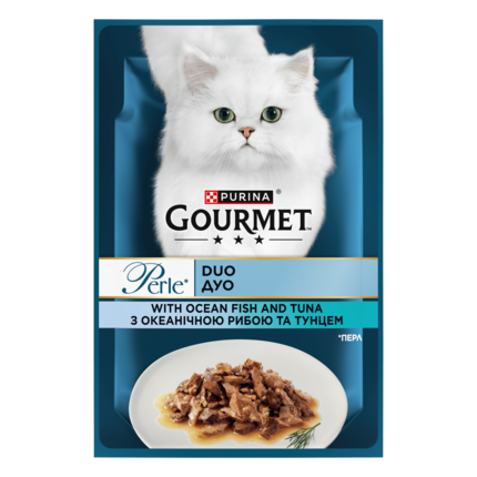 GOURMET Perle® Duo. Міні філе у підливці. З океанічною рибою та тунцем