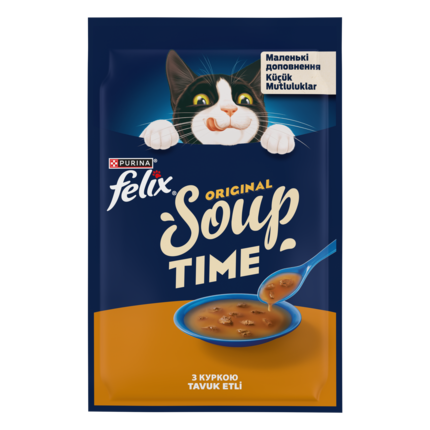 Felix® Суп Тайм. Додатковий консервований корм для дорослих котів. З куркою.