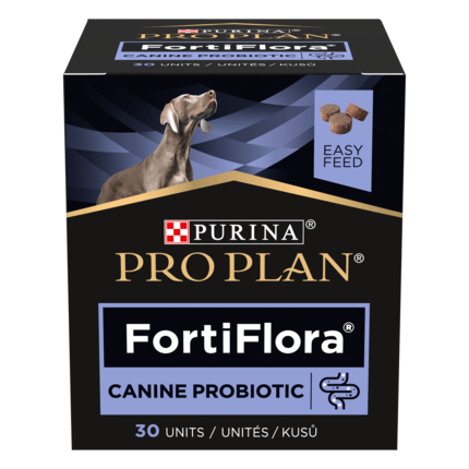 PURINA® PRO PLAN® FortiFlora®. Додатковий сухий корм, що допомагає у підтримці балансу мікрофлори кишківника у дорослих собак