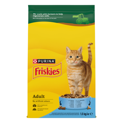 Friskies®. Сухий корм для котів, з лососем та овочами