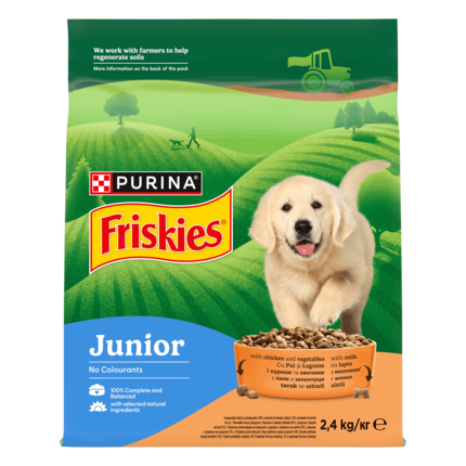 Friskies® Junior - корм для цуценят з куркою та молоком