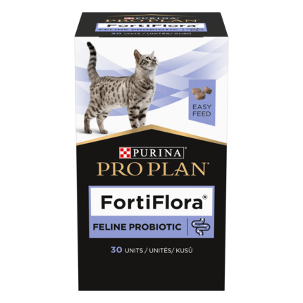 PURINA® PRO PLAN® FortiFlora®. Додатковий сухий корм, що допомагає у підтримці балансу мікрофлори кишківника у дорослих кішок