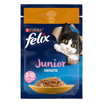 FELIX® FANTASTIC JUNIOR (Джуніор). З куркою. Шматочки у желе.  Пауч