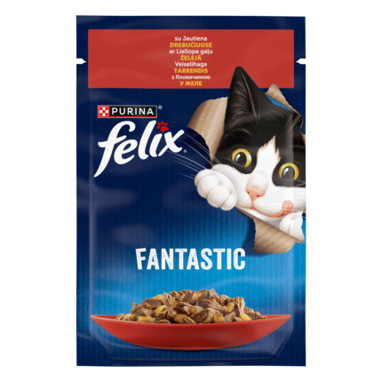 FELIX® FANTASTIC . З яловичиною в желе. Шматочки у желе. пауч