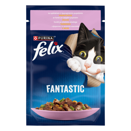 FELIX® FANTASTIC. З фореллю та зеленими бобами. Шматочки у желе. Пауч