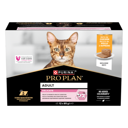 PURINA® PRO PLAN® DELICATE (ДЕЛІКEТ) з куркою, мус в банці. Мультипак