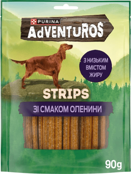 PURINA® AdVENTuROS®. Додатковий корм (смужки) для дорослих собак зі смаком оленини упаковка