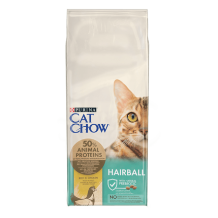 CAT CHOW® Сухий повнораціонний корм для дорослих котів, проти утворення волосяних кульок у травному тракті, з куркою.