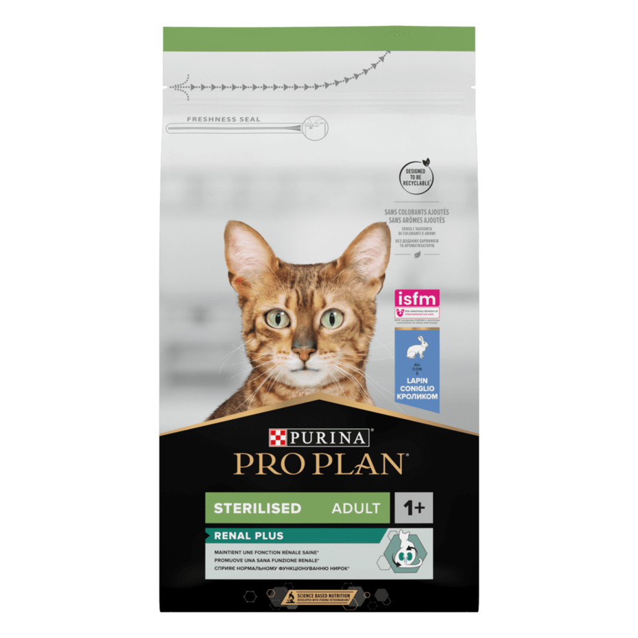 PRO PLAN® RENAL PLUS (РЕНАЛ ПЛЮС). Сухий повнораціонний корм для  дорослих стерилізованих котів, з кроликом.