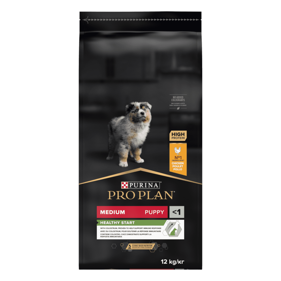 PRO PLAN®. Сухий повнораціонний корм для цуценят середніх порід. Також підходить для вагітних та лактуючих собак. З куркою.
