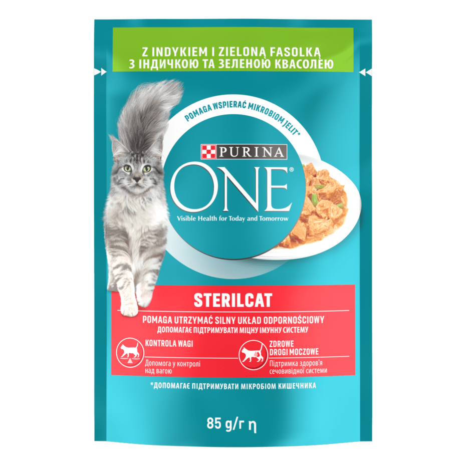 PURINA ONE® Sterilcat (Стерайлкет). Шматочки в соусі. Консервований порційний повнораціонний корм для кастрованих котів/стери