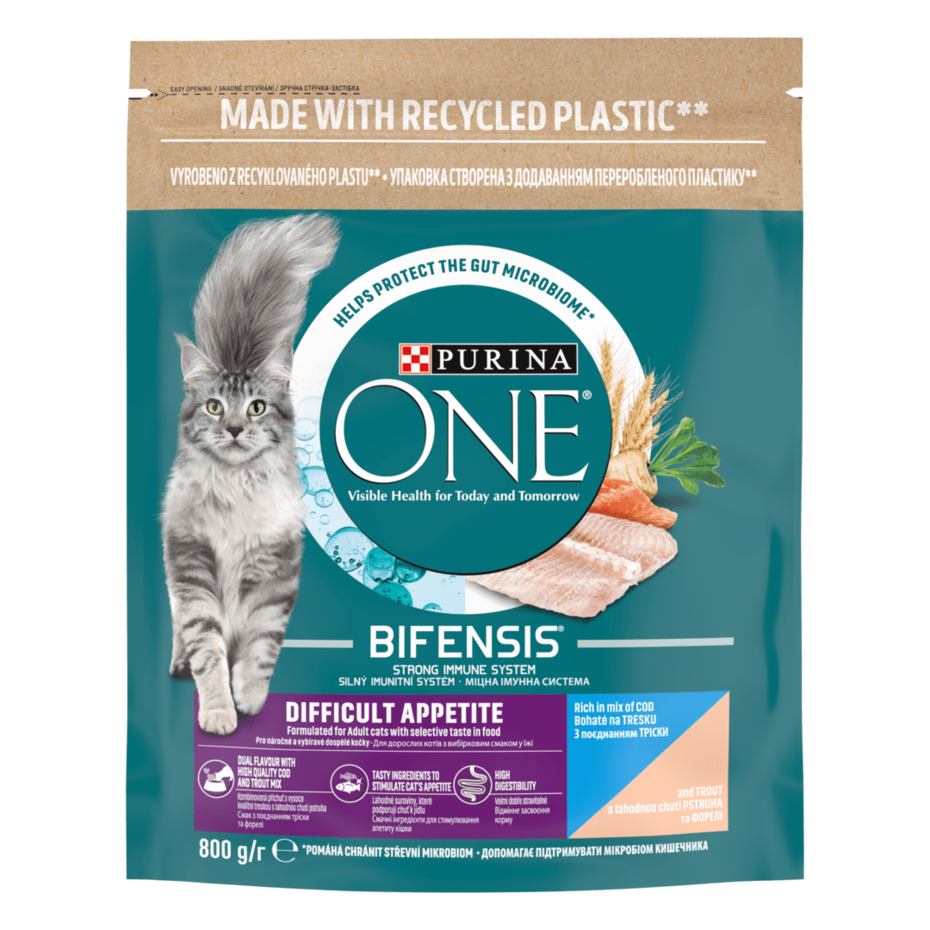 PURINA ONE® Difficult Appetite (Вибірковий апетит). З тріскою та фореллю. Сухий повнораціонний корм для дорослих котів з вибі