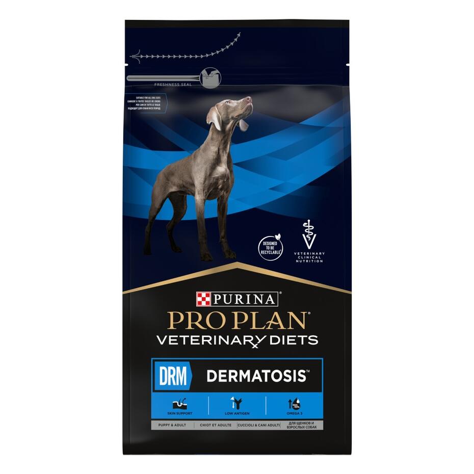 PRO PLAN® DRM Dermatosis. Ветеринарна дієта для цуценят та дорослих собак для підтримання функції шкіри при дерматозах та над