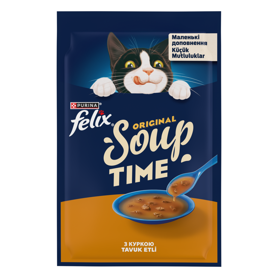 Felix® Суп Тайм. Додатковий консервований корм для дорослих котів. З куркою.