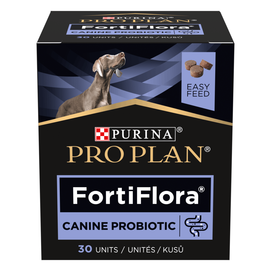 PURINA® PRO PLAN® FortiFlora®. Додатковий сухий корм, що допомагає у підтримці балансу мікрофлори кишківника у дорослих собак