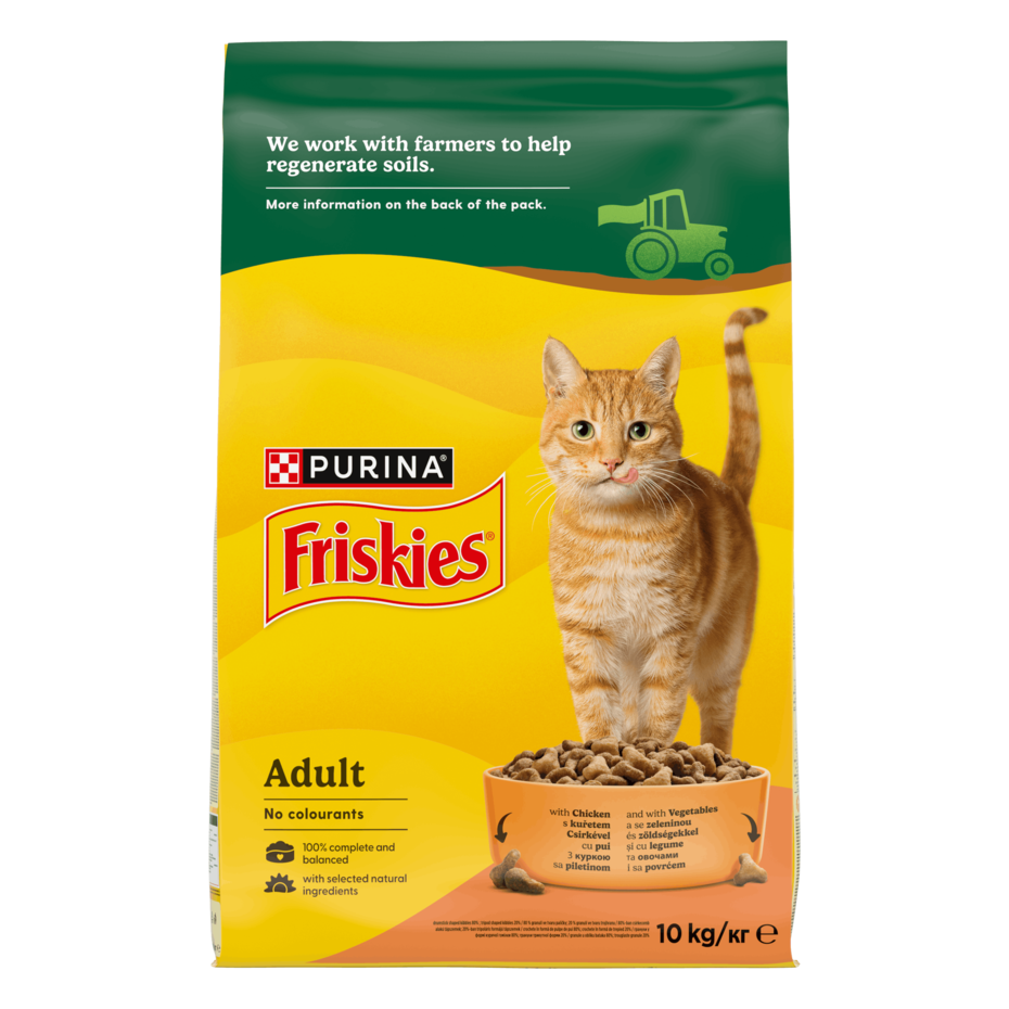 Friskies® - корм для дорослих котів з куркою та овочами