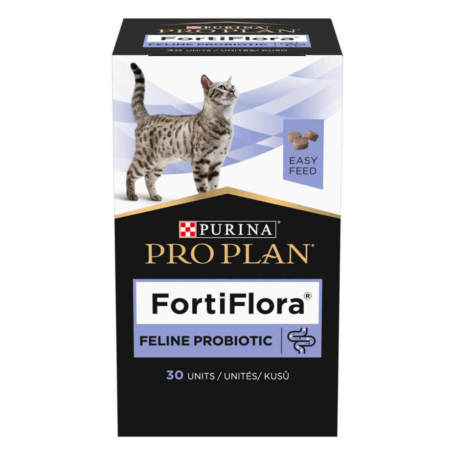 PURINA® PRO PLAN® FortiFlora®. Додатковий сухий корм, що допомагає у підтримці балансу мікрофлори кишківника у дорослих кішок