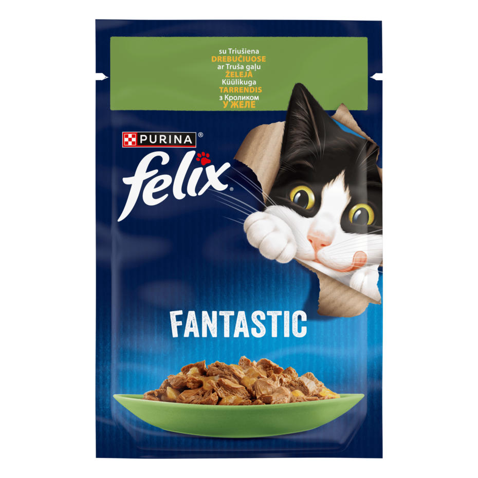 FELIX® FANTASTIC. З кроликом. Шматочки у желе. пакування пауч
