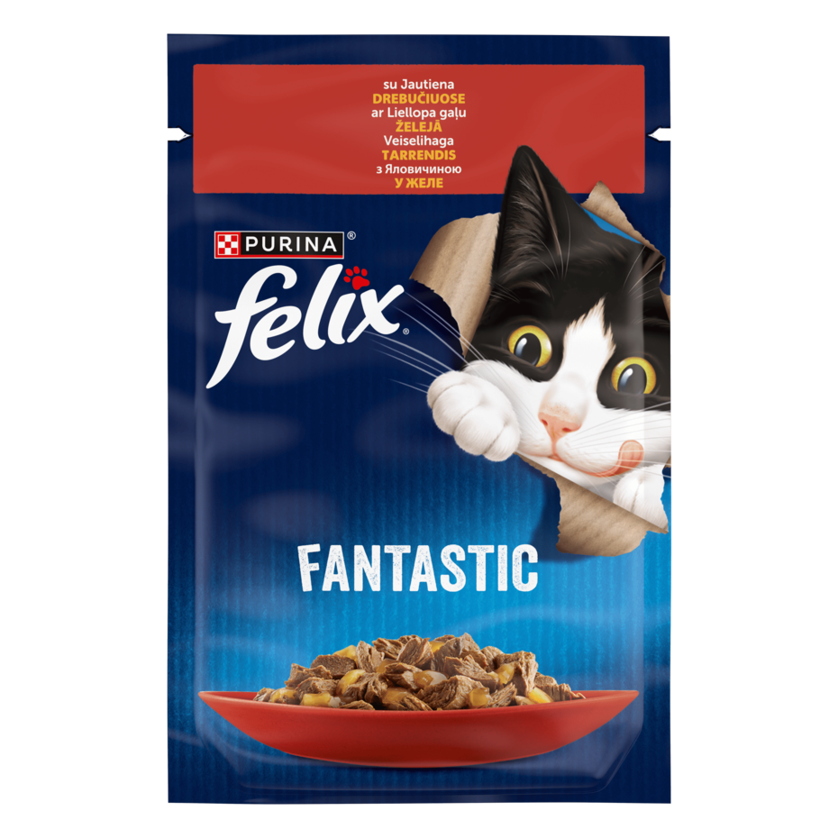 FELIX® FANTASTIC . З яловичиною в желе. Шматочки у желе. пауч