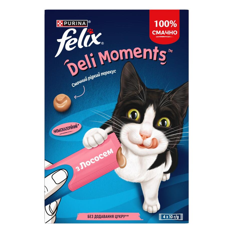 FELIX® Смачні Моменти. Додатковий консервований корм для дорослих та літніх котів, з лососем