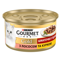 GOURMET Gold®. Шматочки у підливці. З лососем та куркою