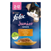 FELIX® FANTASTIC JUNIOR (Джуніор). З куркою. Шматочки у желе. Консервований порційний повнораціонний корм для кошенят.