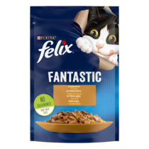 FELIX® FANTASTIC. З індичкою. Шматочки у желе. Консервований порційний повнораціонний корм для дорослих котів.