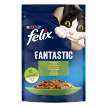 FELIX® FANTASTIC. З кроликом. Шматочки у желе. Консервований порційний повнораціонний корм для дорослих котів.