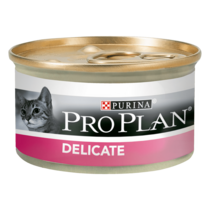 PRO PLAN® DELICATE (ДЕЛІКЕТ). Консервований порційний повнораціонний корм для дорослих котів з чутливою системою травлення. П