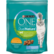 PURINA ONE® DualNature™ зі спіруліною. Сухий повнораціонний корм для дорослих котів з куркою.