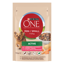 PURINA ONE® MINI/SMALL (МІНІ/СМОЛЛ). З яловичиною, картоплею та морквою у підливці. Консервований порційний повнораціонний ко