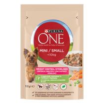 PURINA ONE® MINI/SMALL (МІНІ/СМОЛЛ). З індичкою, морквою та горохом у підливці. Консервований порційний повнораціонний корм д
