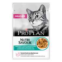 PRO PLAN® DELICATE (ДЕЛІКЕТ) NUTRISAVOUR®.  Консервований порційний повнораціонний корм для дорослих котів з чутливою системо