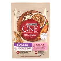 Purina ONE®MINI (Пуріна ВАН МІНІ). З лососем, рисом та морквою у підливці. Консервований порційний повнораціонний корм для до