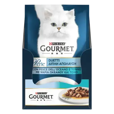 GOURMET Perle® Duo. Міні філе у підливці. З океанічною рибою та тунцем
