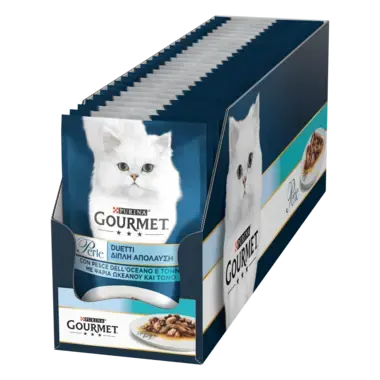 GOURMET Perle® Duo. Міні філе у підливці. З океанічною рибою та тунцем