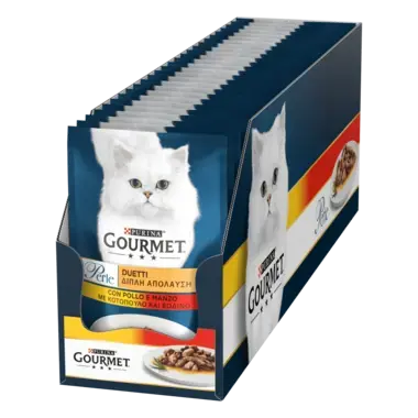GOURMET Perle® Duo. Міні філе у підливці. З куркою та яловичиною.