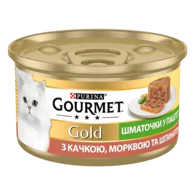 GOURMET Gold®. Шматочки в паштеті. З качкою, морквою та шпинатом