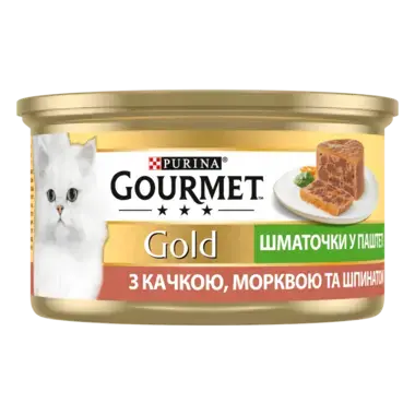 GOURMET Gold®. Шматочки в паштеті. З качкою, морквою та шпинатом