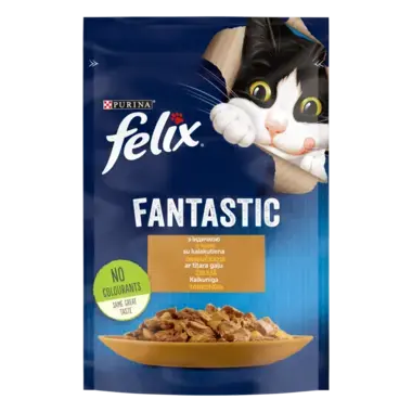 FELIX® FANTASTIC. З індичкою. Шматочки у желе. Консервований порційний повнораціонний корм для дорослих котів.